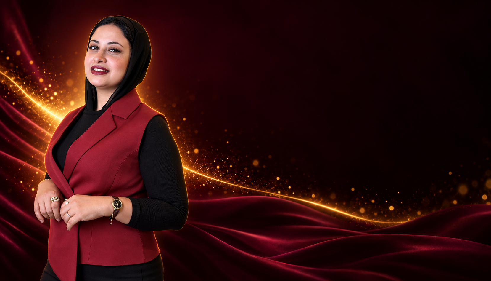 د. عبير ضيف في تصميم الهيدر بالنبيتي والشعاع الذهبي